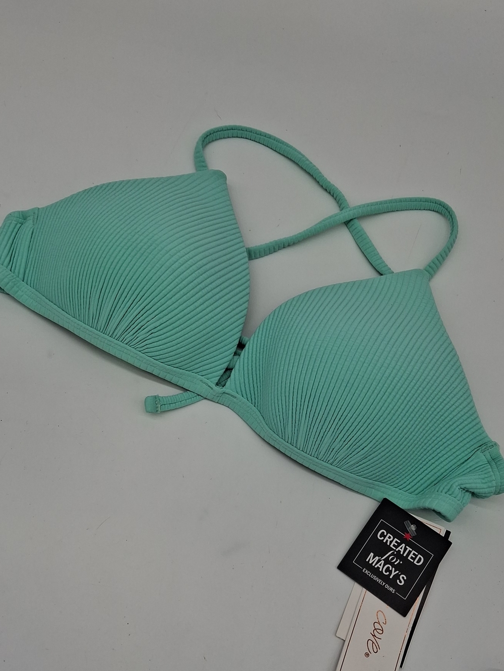 Salt + Cove Molded Cup Ribbed Bikini Top Aqua Mint S
